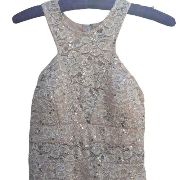 Vintage City Studio Champagne Lace Halter Sequined‎ Mini Dress Size XS - Picture 4 of 8